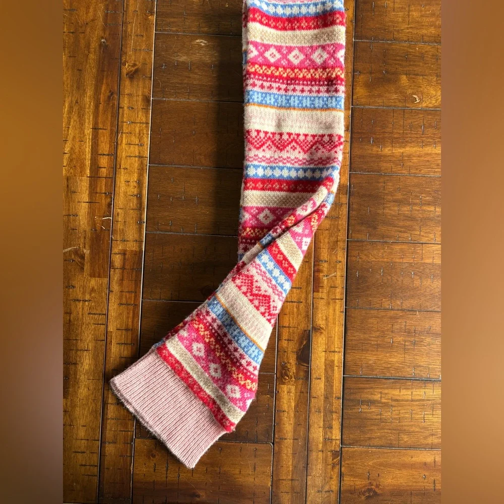 GAP Kids Pink, Colorful, 100% Lambswool Scarf - Nordic, Winter, Ski Resort